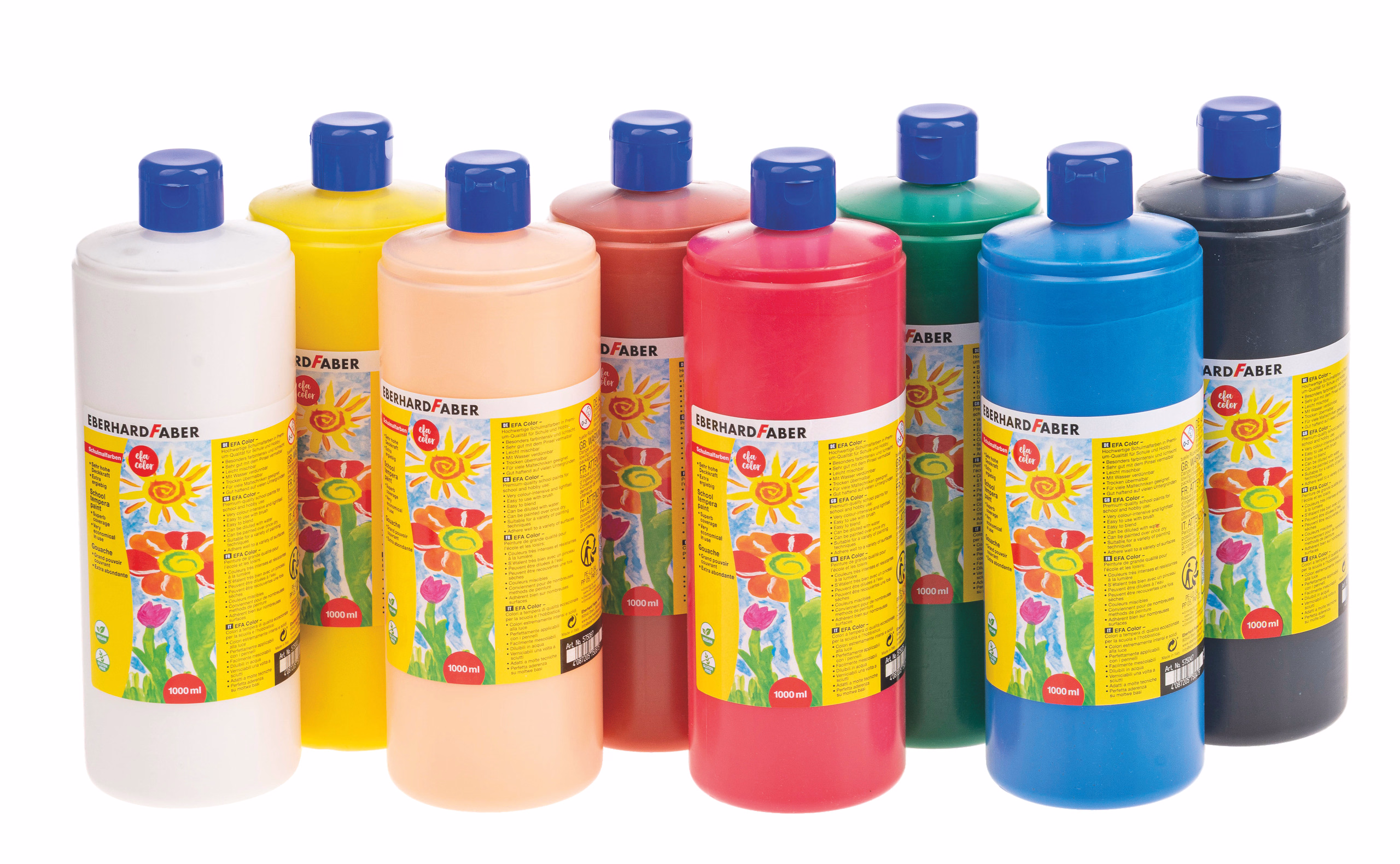 Efa Color Schulmalfarben Set, 8 Farben je 1000ml