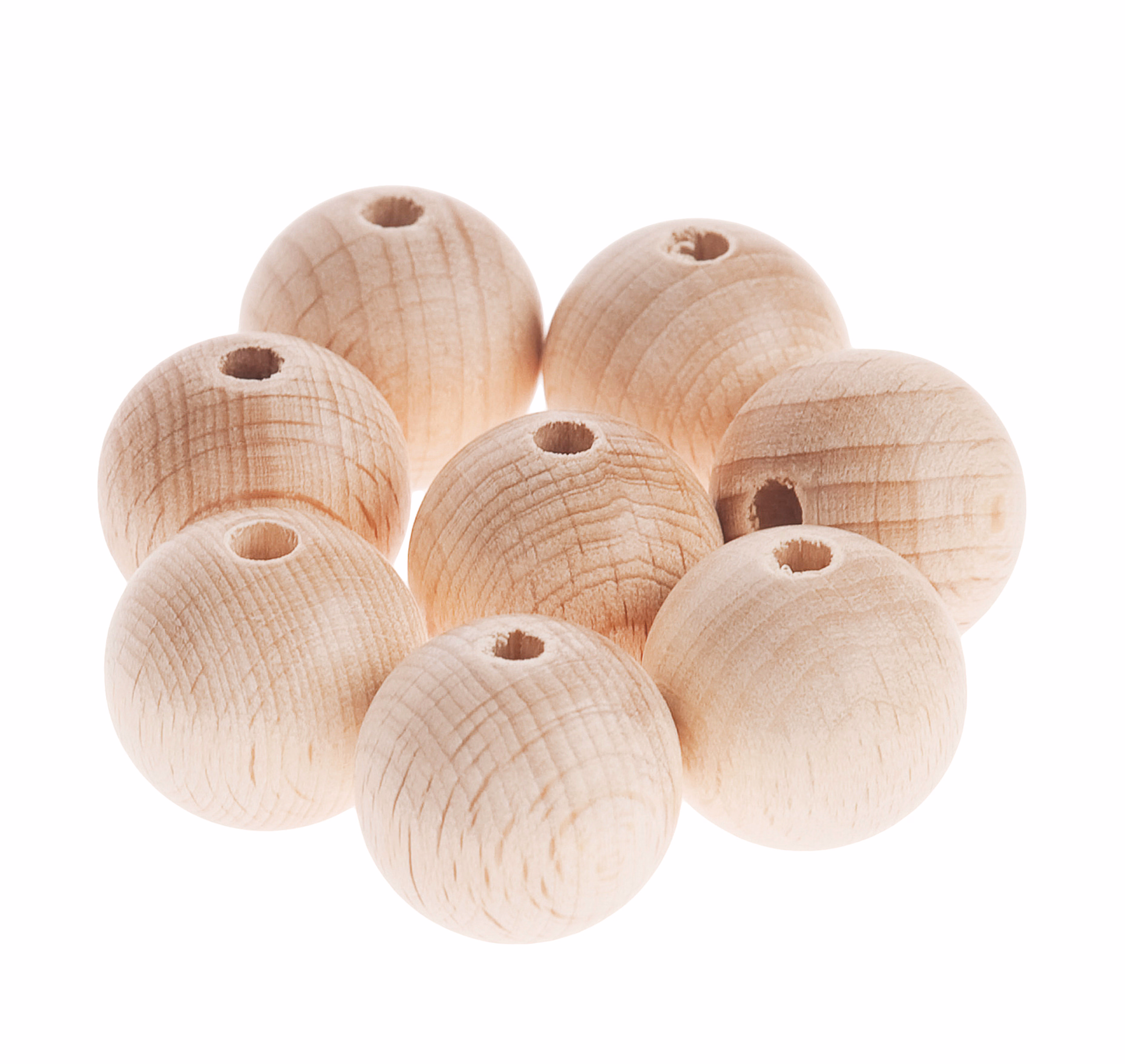 Holzkugeln mit Bohrung, 8 Stück (25 mm)