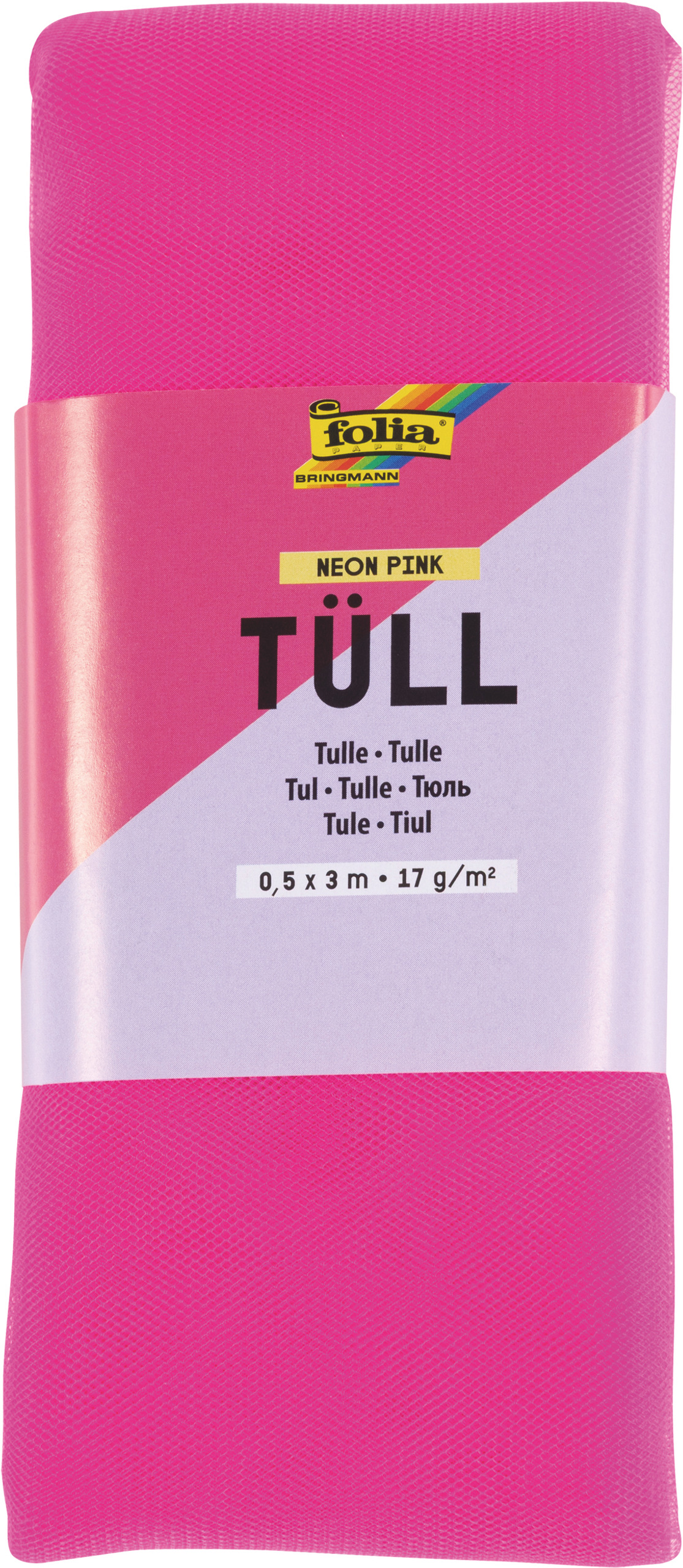 Tessuto in tulle rosa neon