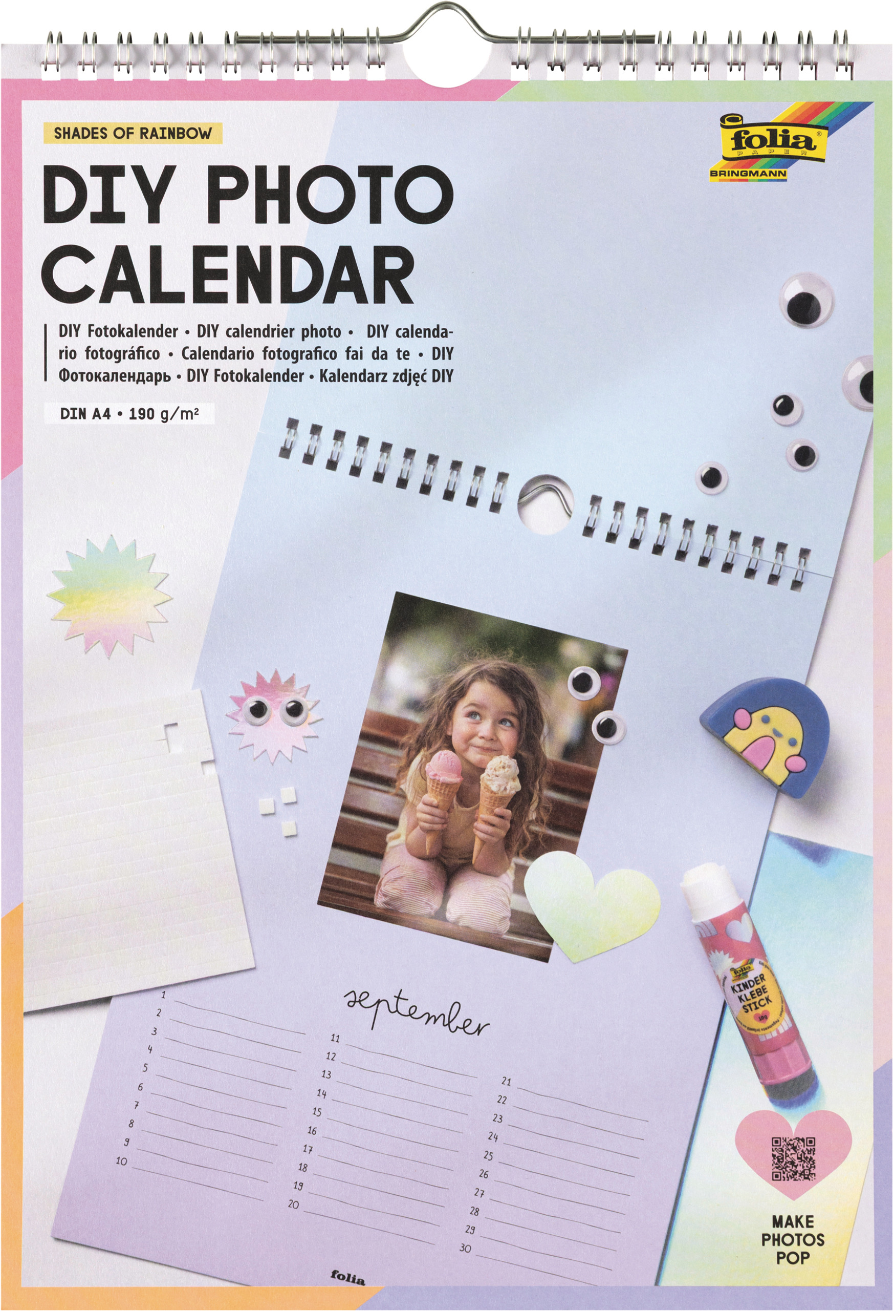 DIY Fotokalender, 17 x 24 cm, kraftpapier
