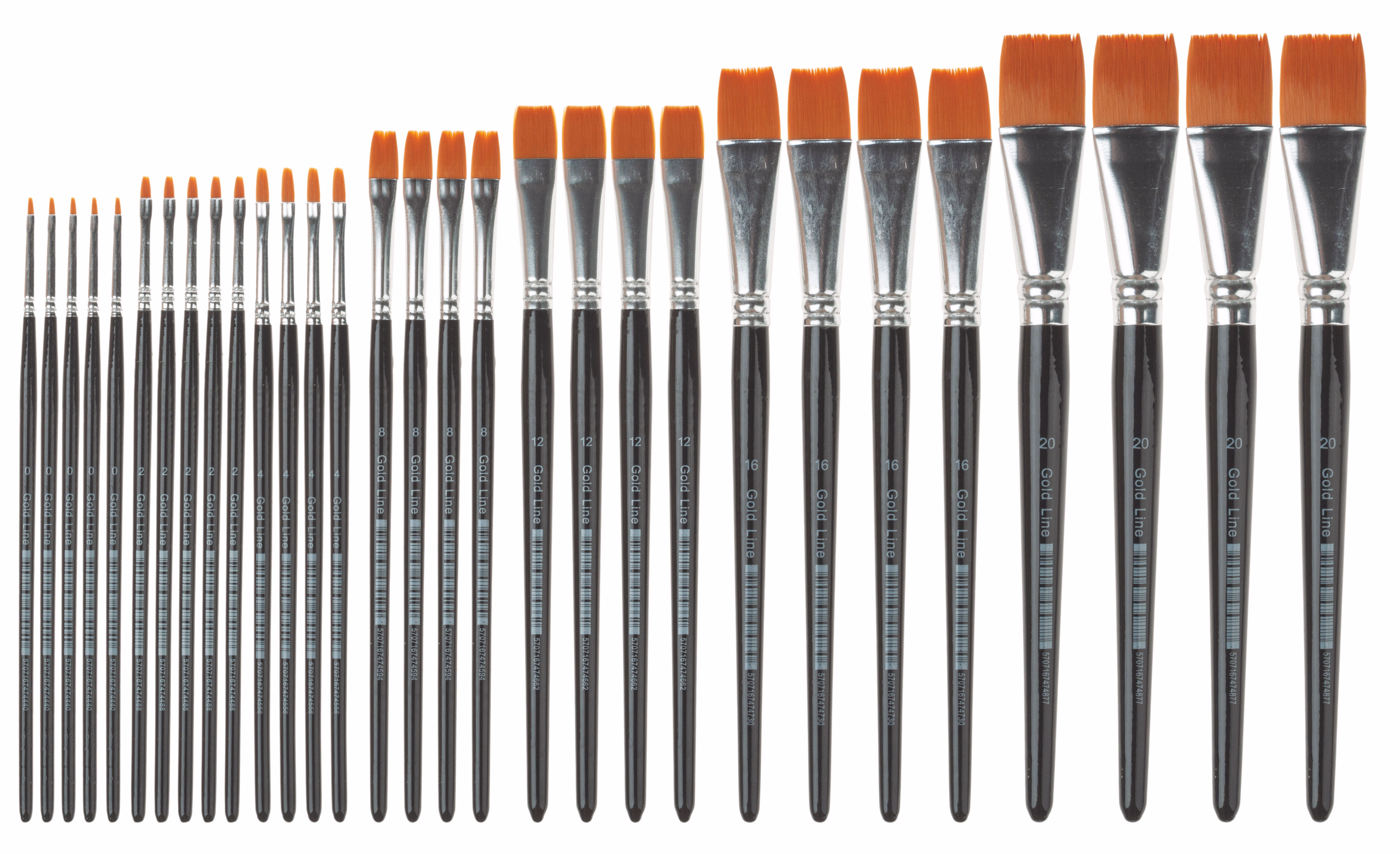 Gold line platte penselen, 30-delig