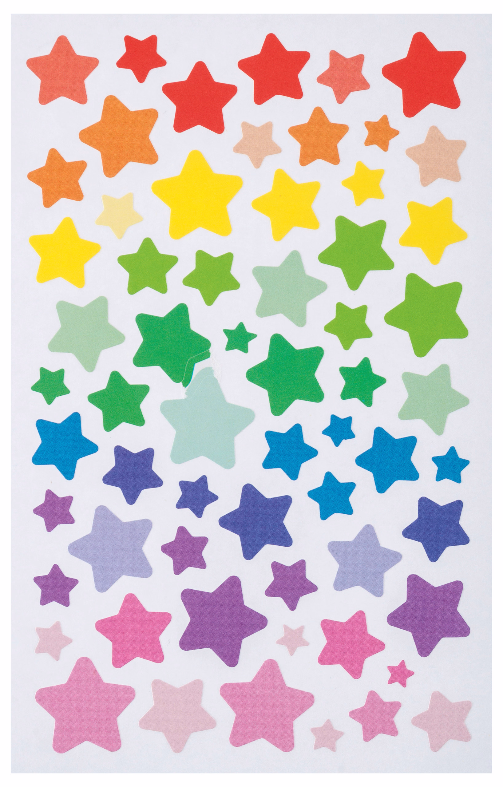Sticker, 4 Blatt Sterne Bunt-Mix (7 - 18 mm)