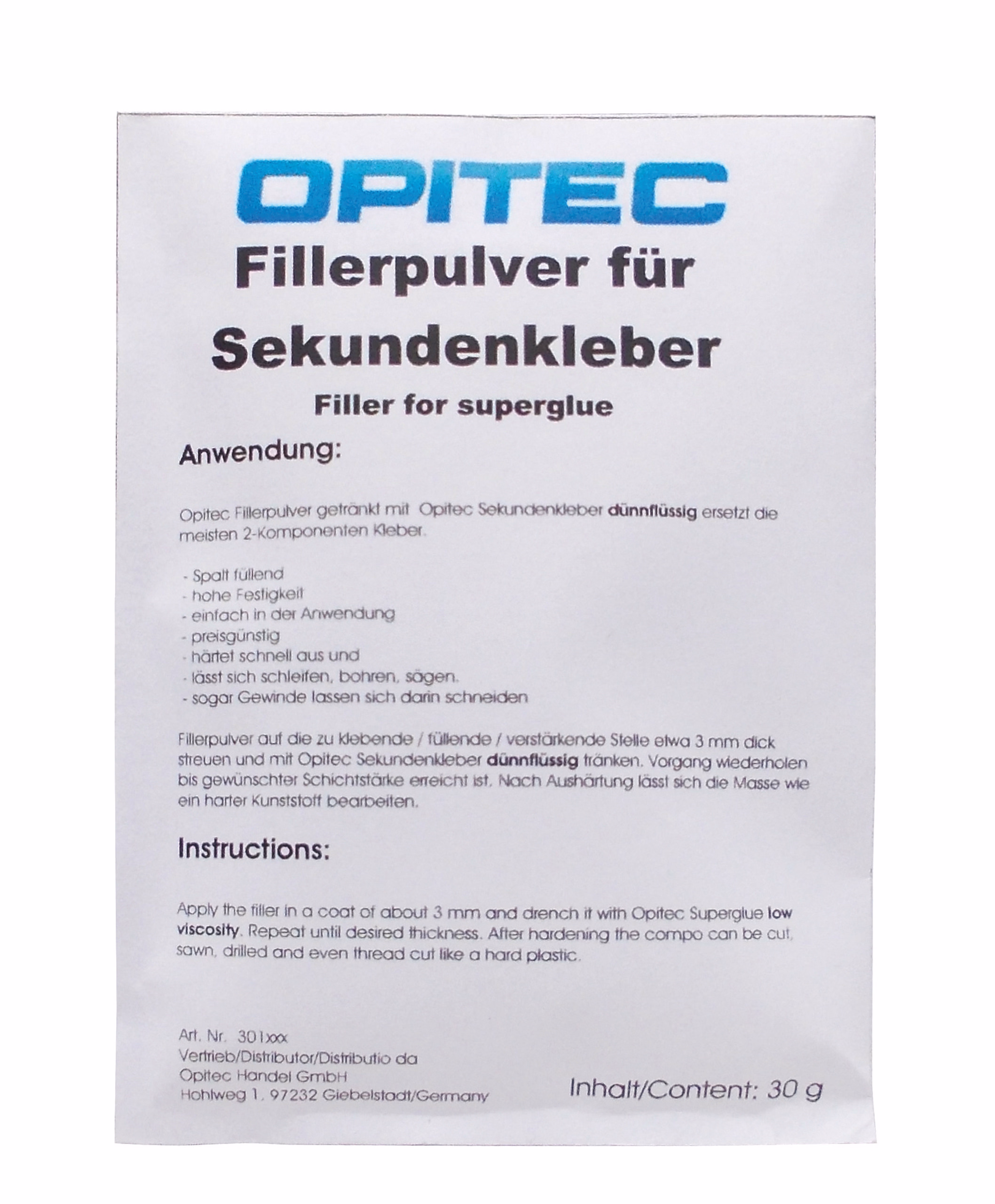 Polvo de relleno OPITEC, 30 g