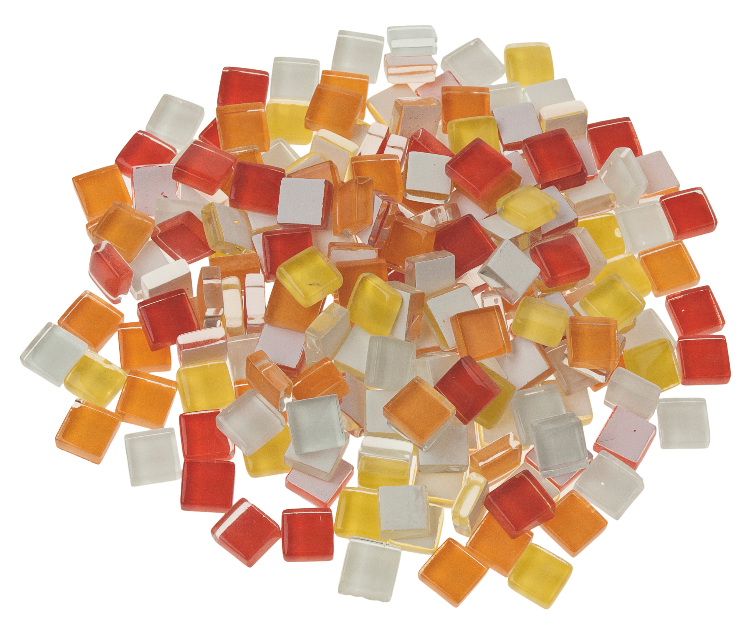 Mosaico de vidrio Soft (10 x 10 mm) rojos | gelb/rot-mix | 506632