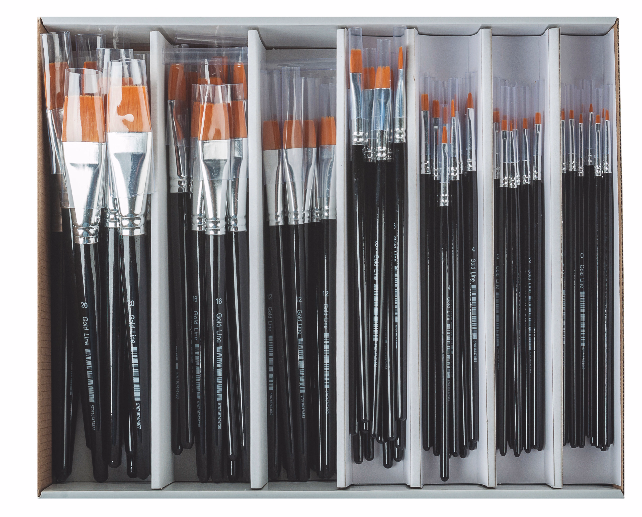 Pinceaux plats Gold Line, 84 pièces