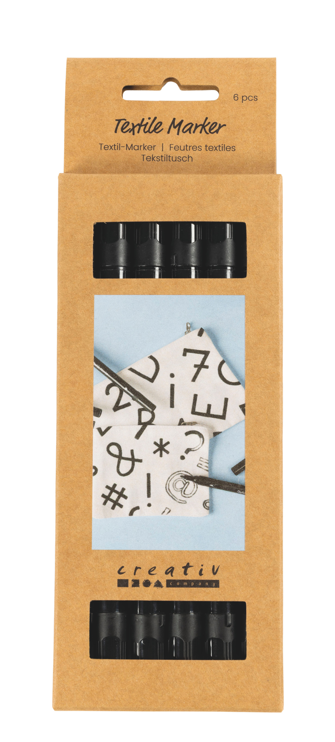 Textilmalstifte, schwarz, 6 Stück