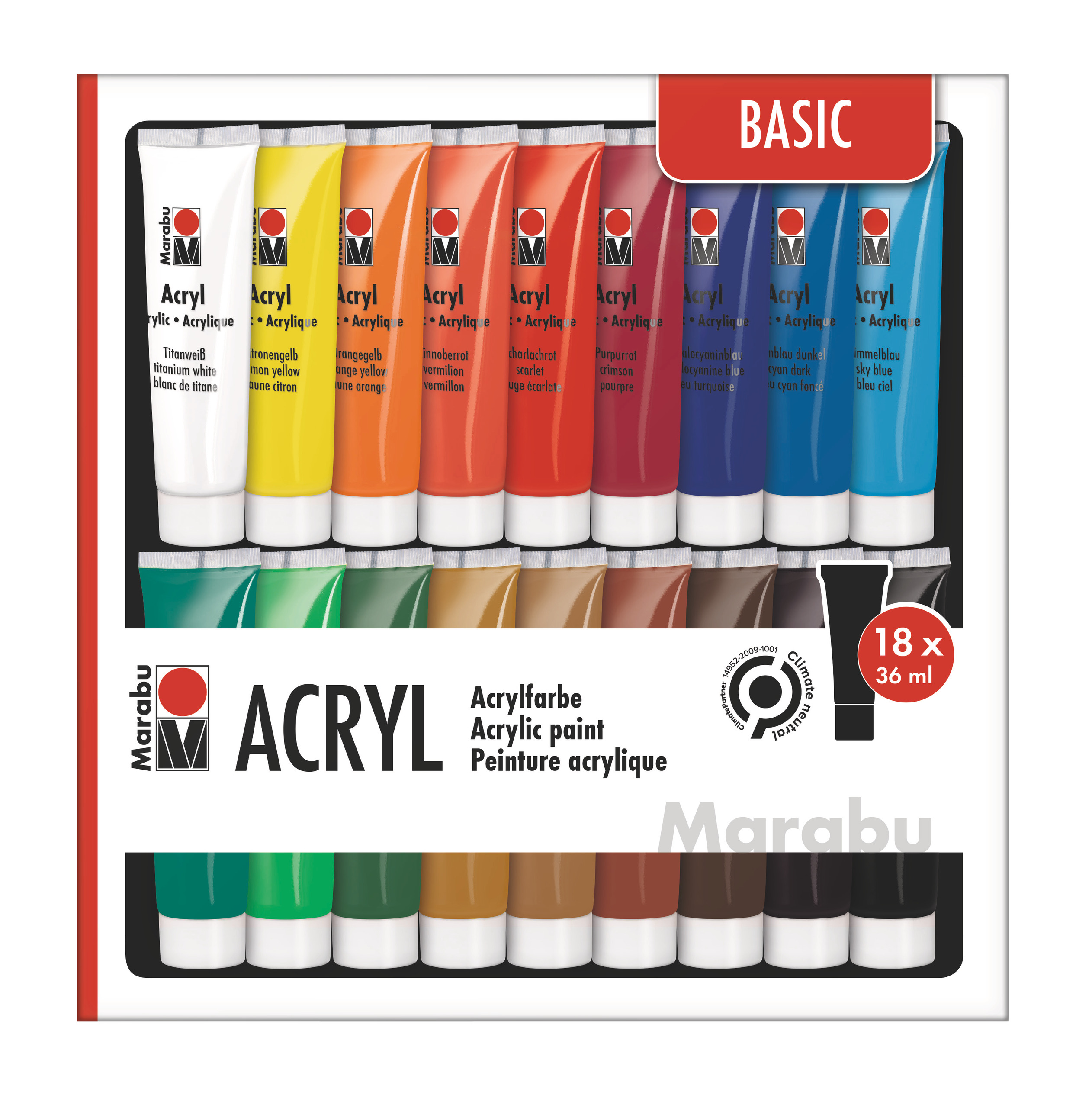 Marabu acrylverf - Basic (18 x 36 ml)