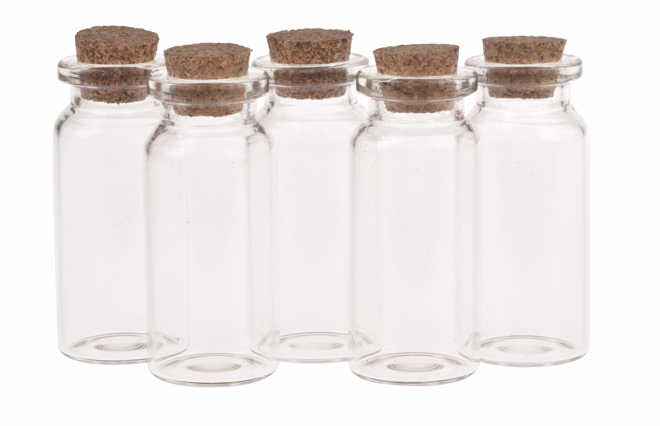 Boccette di vetro con tappo di sughero, 5pz (10ml)