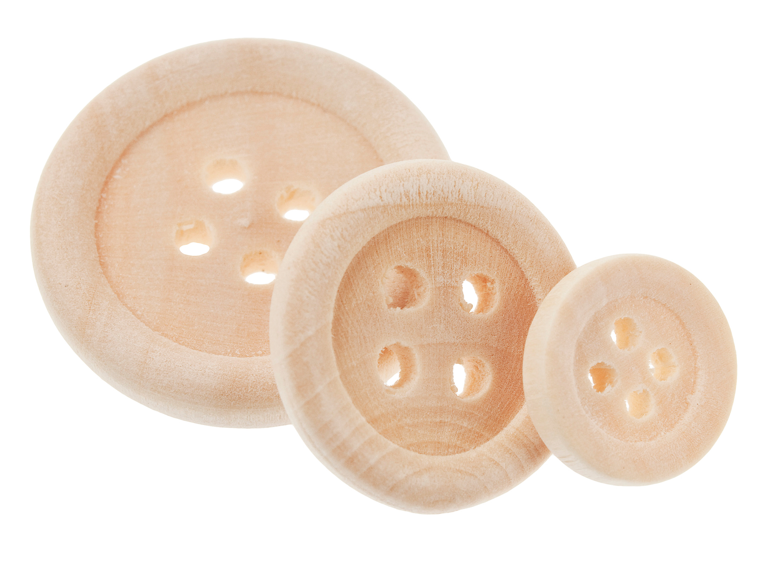 Bottoni Rotondi In Legno Naturale - 20 Mm, 4 Fori, Confezione Da 100 Pezzi, Colore Marrone Chiaro Misto