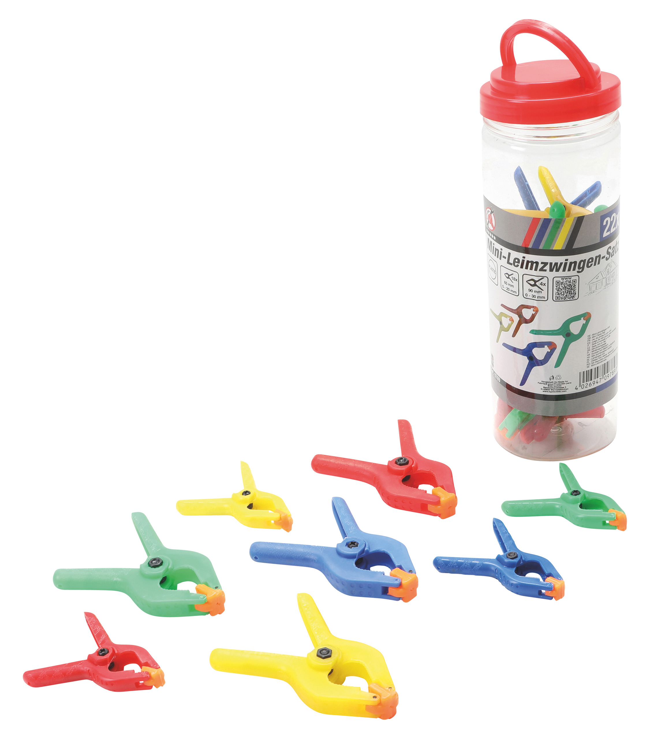 Lijmklemmen kunststof (4x90mm/18x65mm) 22-delig