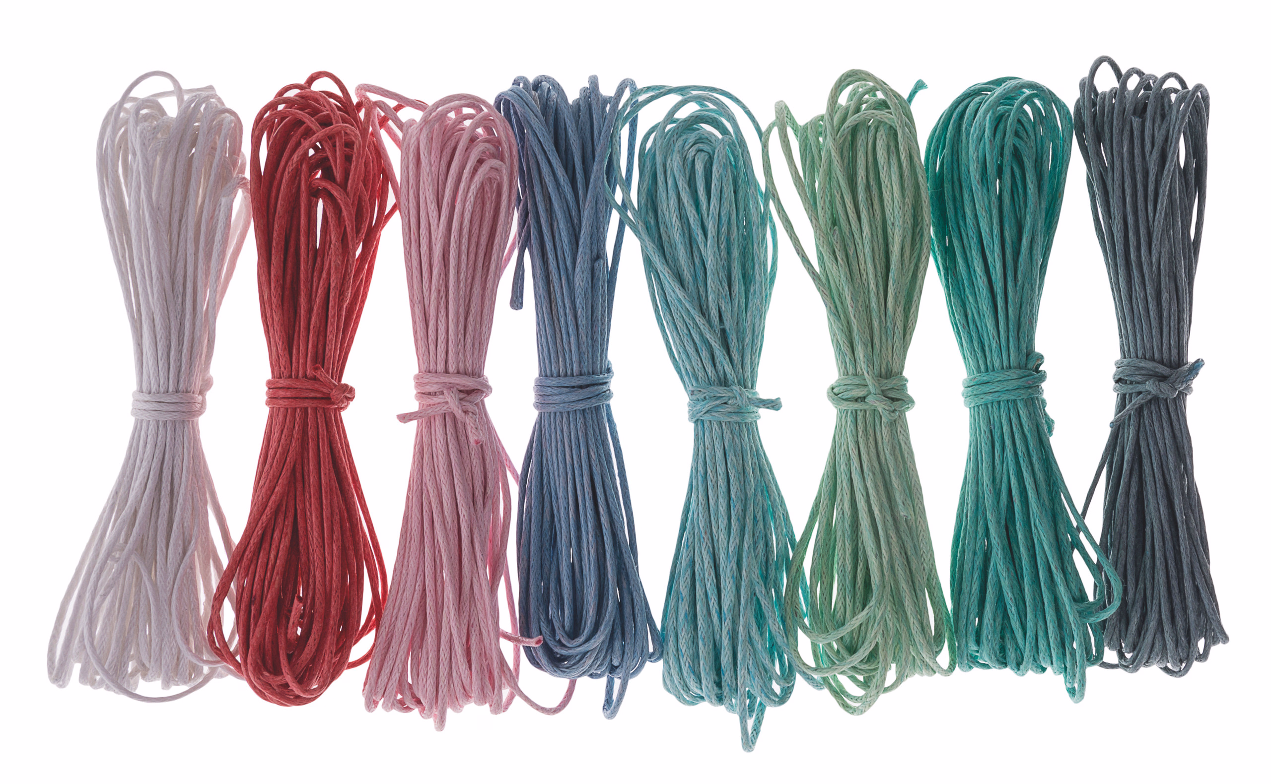 Baumwollkordel gewachst 8er-Set, bunt (1mm x 5m)