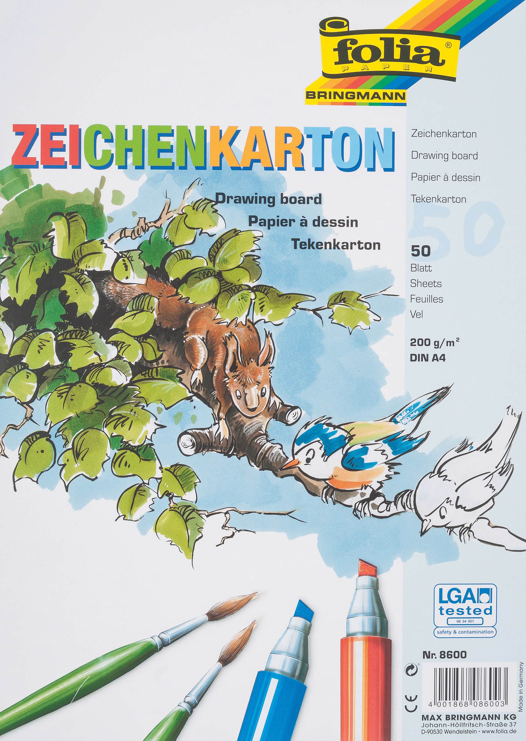Zeichenkarton, 50 Blatt 200 g (DIN A4)