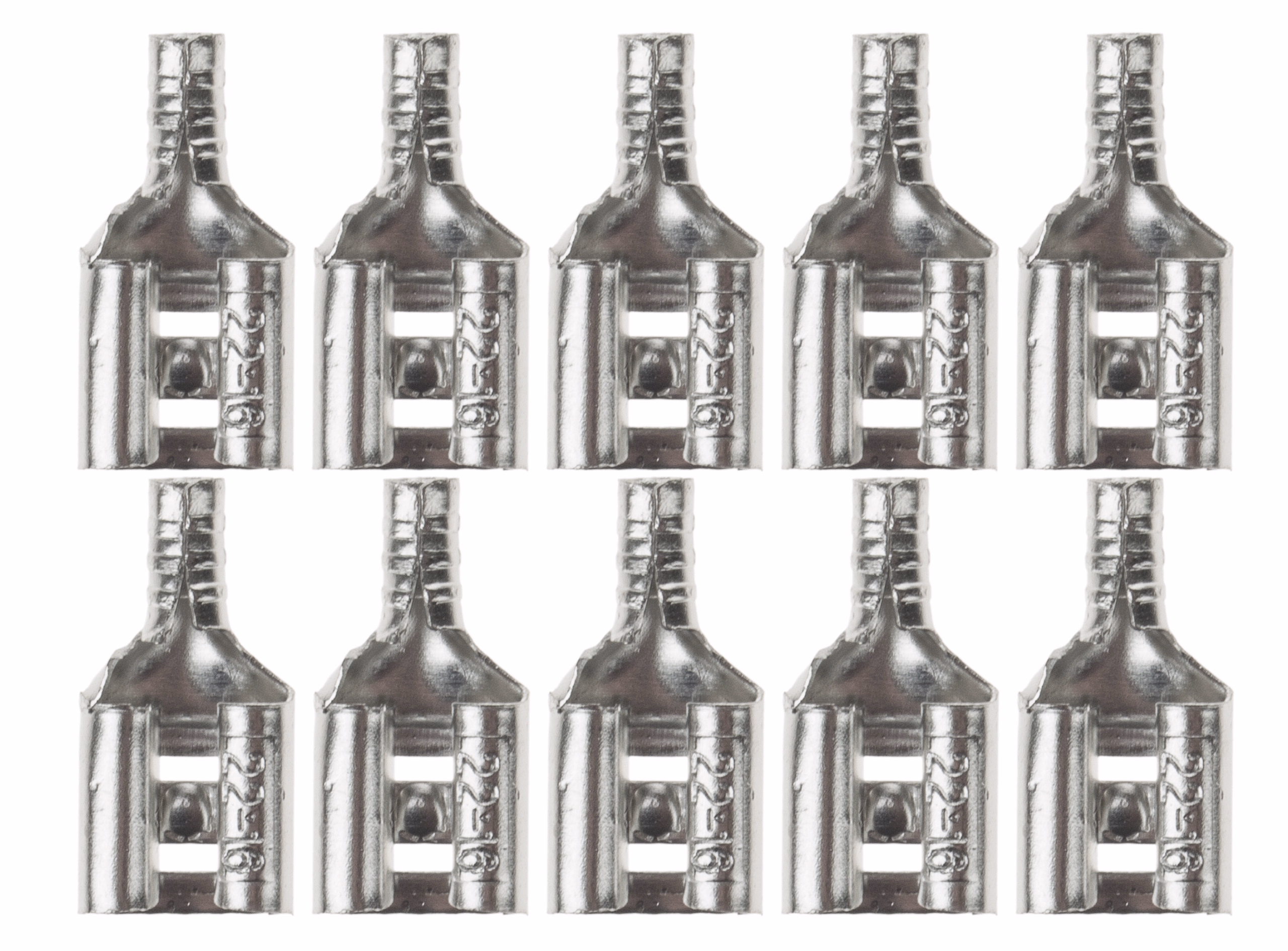 Flachsteckhülsen, 10 Stück blank (6,3 mm)