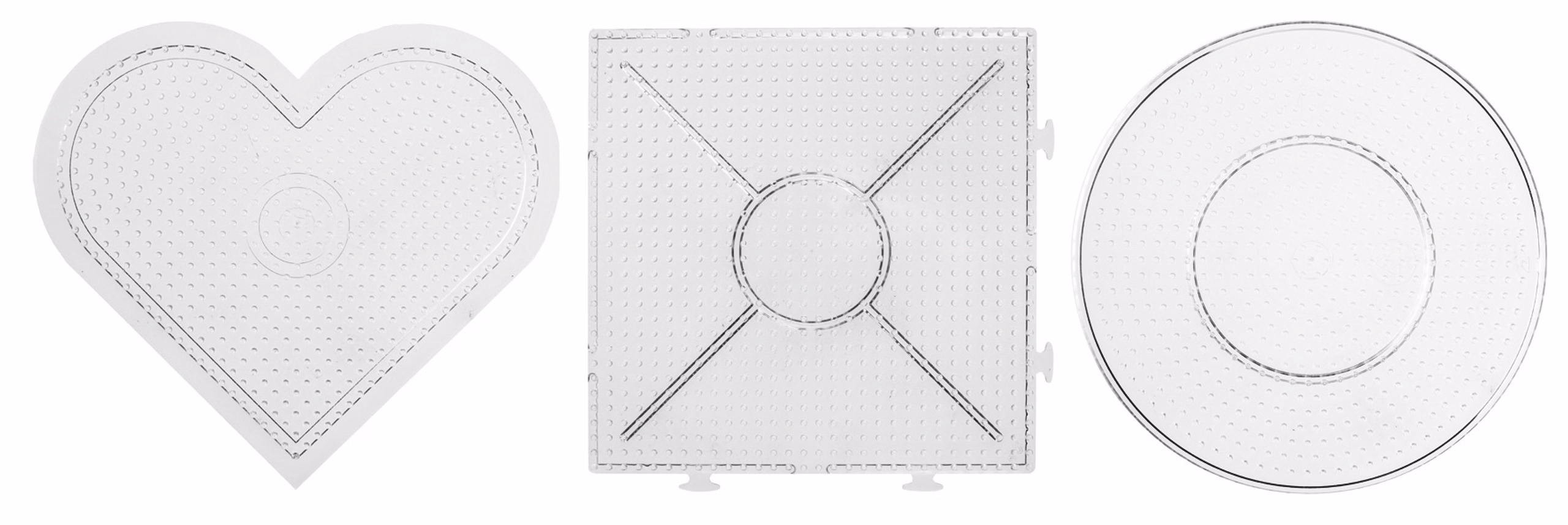 Steckplatten, 3er-Set Herz/Kreis/Quadrat (15 cm)