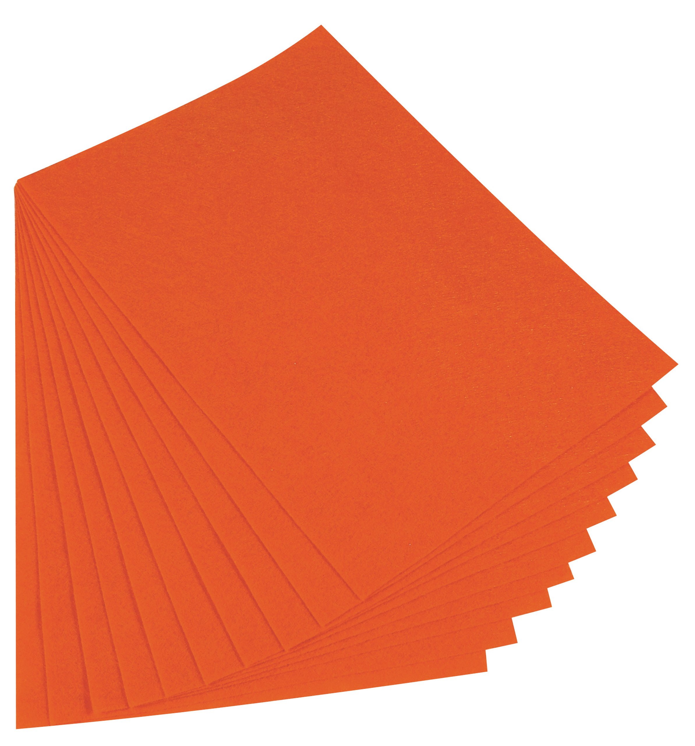 Bastelfilz, 10 Platten orange (1,5 x 200 x 300 mm)