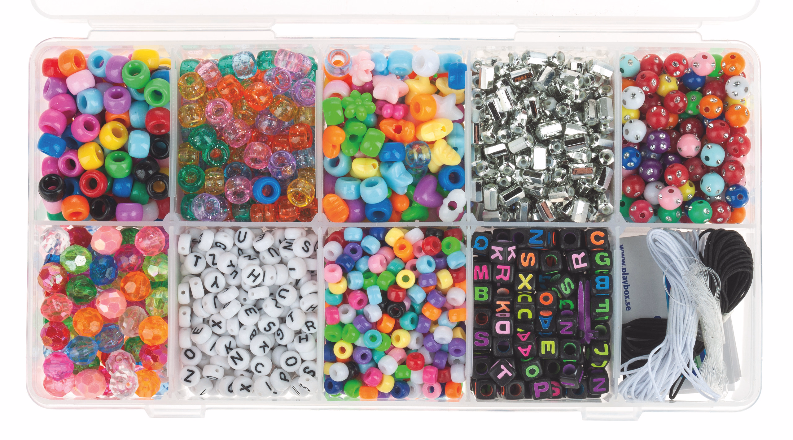 Kunststoffperlen in Kunststoffbox, 1900 Stück