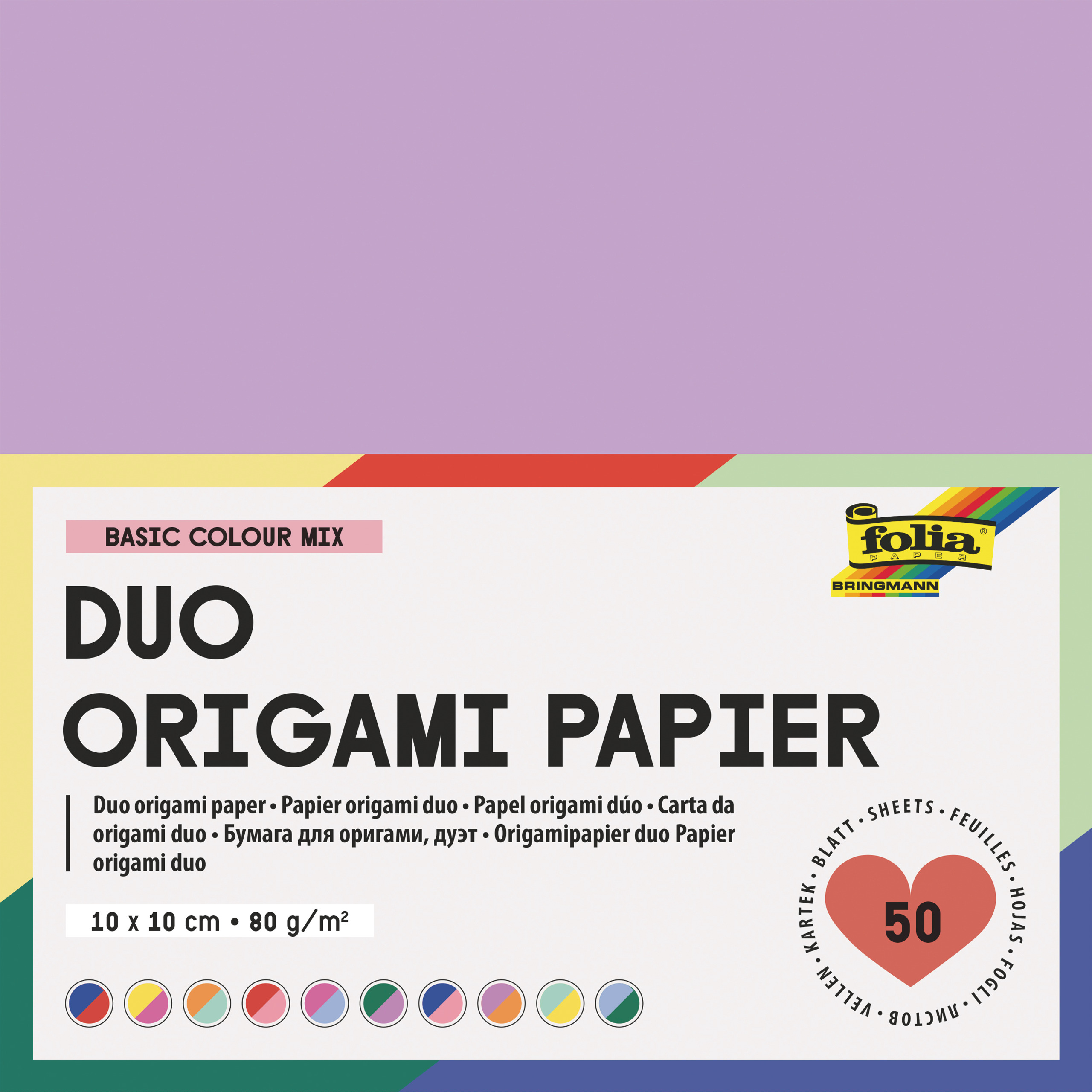 Duo Origami papier Basic Mix, 10 x 10 cm