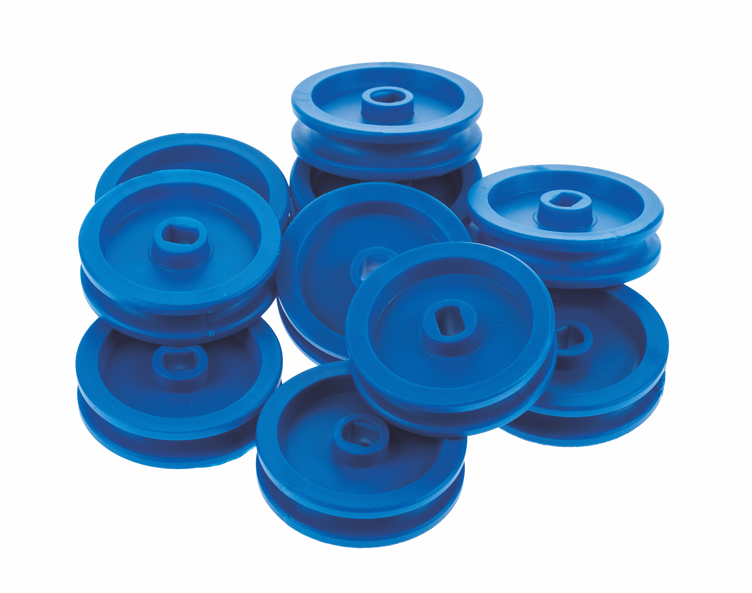 Schnurlaufräder mit Langloch, 10 St. blau Ø 30 mm