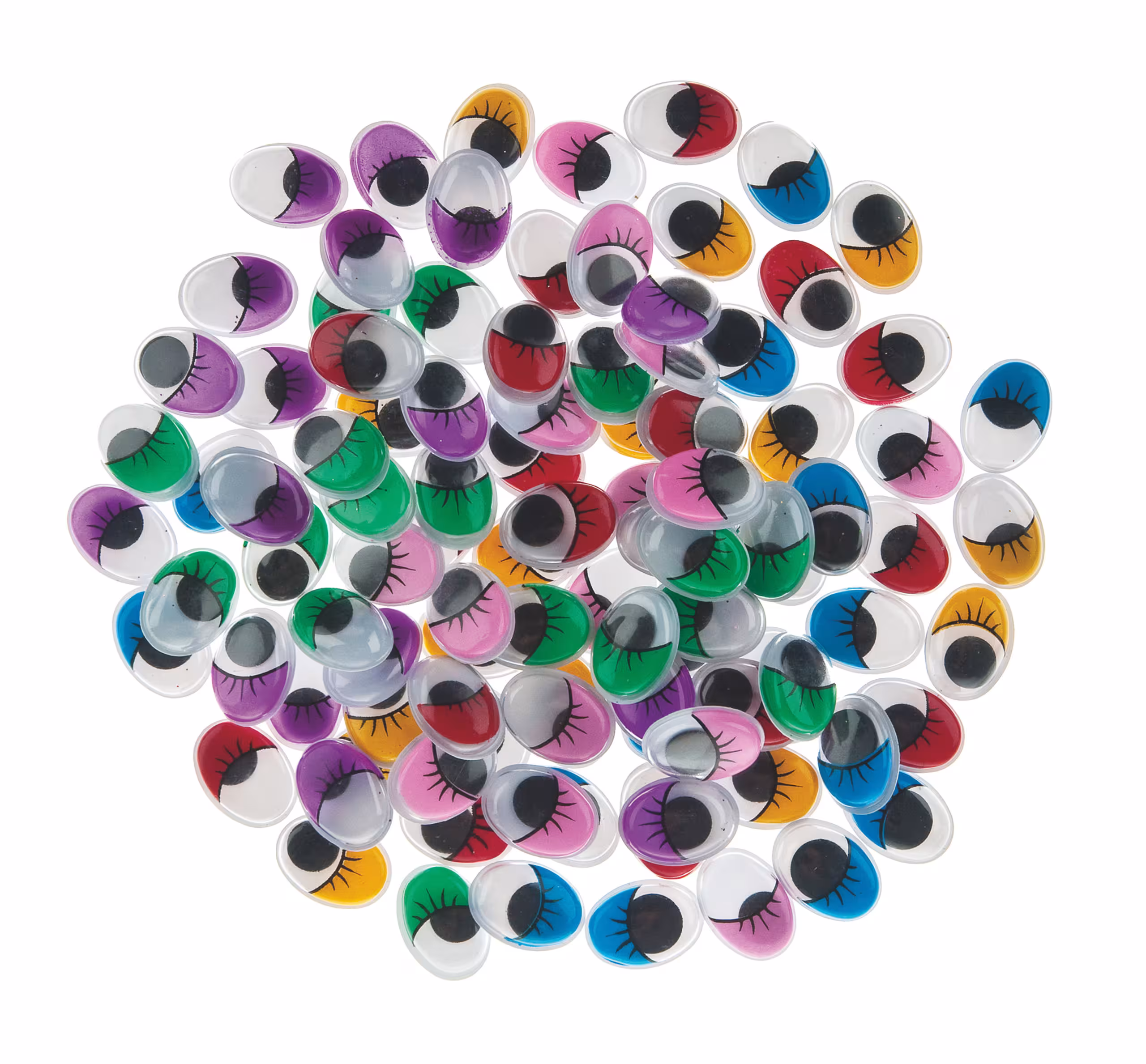 Occhi mobili ovali colorati, 16x12 mm, 100 pezzi