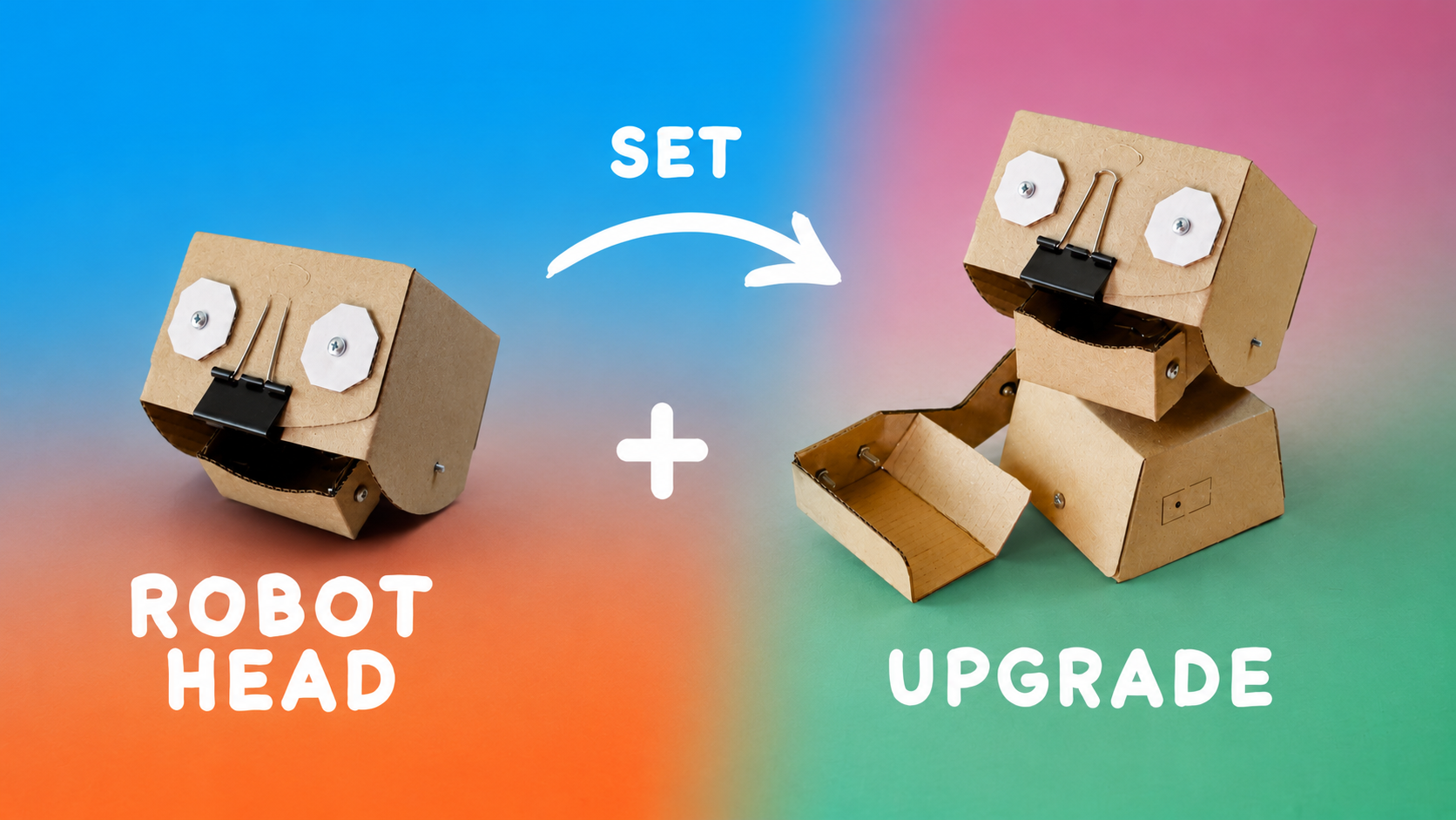Cardboard Robot Vorlagenset Hungrybot / Sleepybot mit Erweiterung