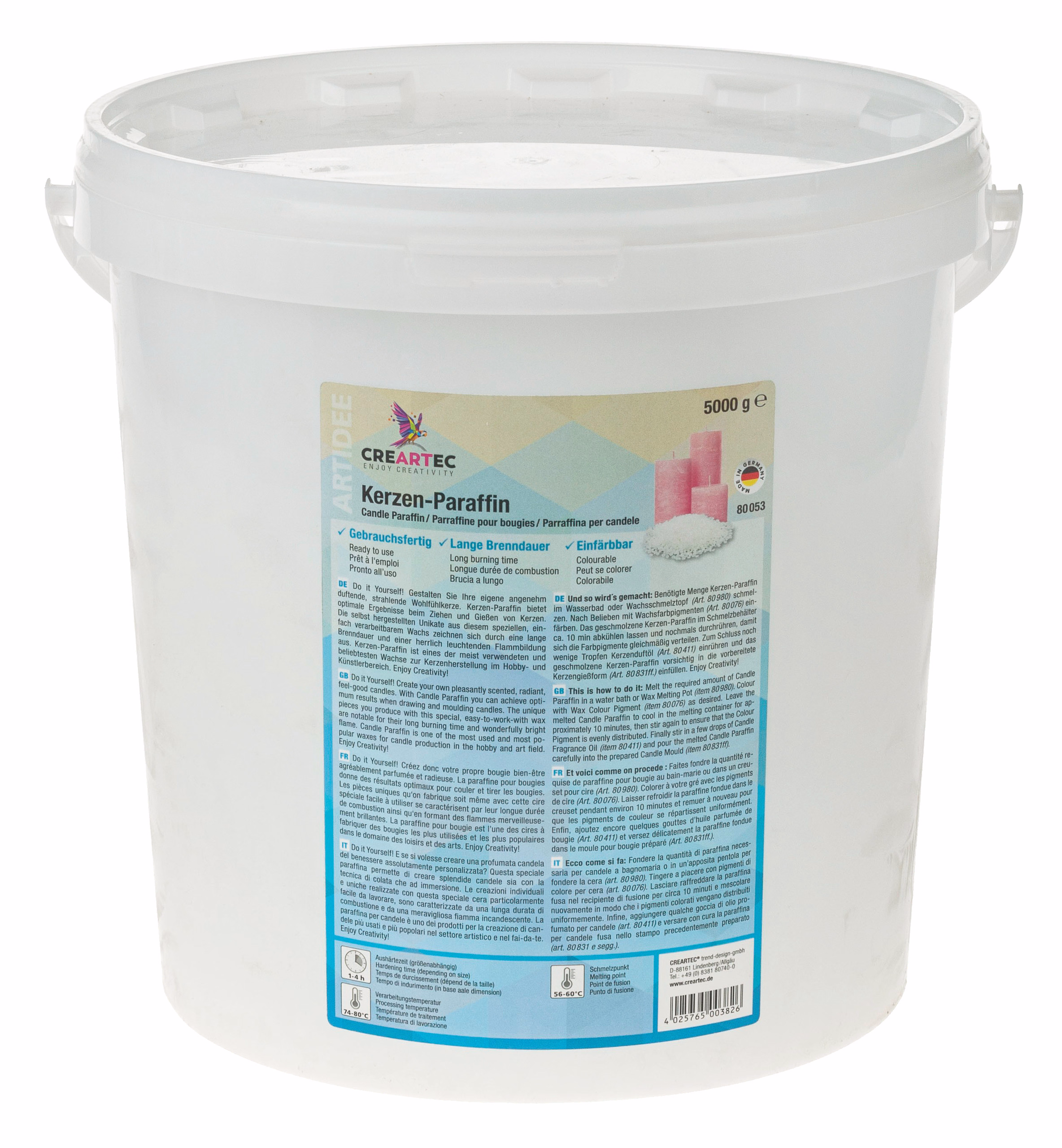 CREARTEC Paraffina per candele bianco, 5000 g
