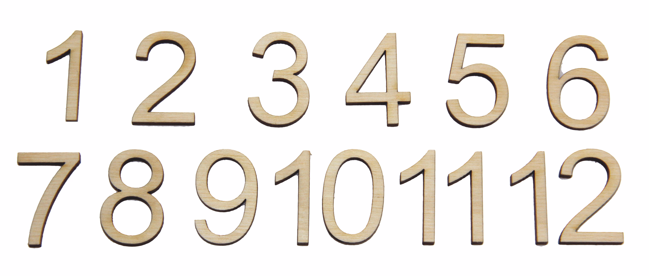 Números de madera (25 mm) del 1 al 12