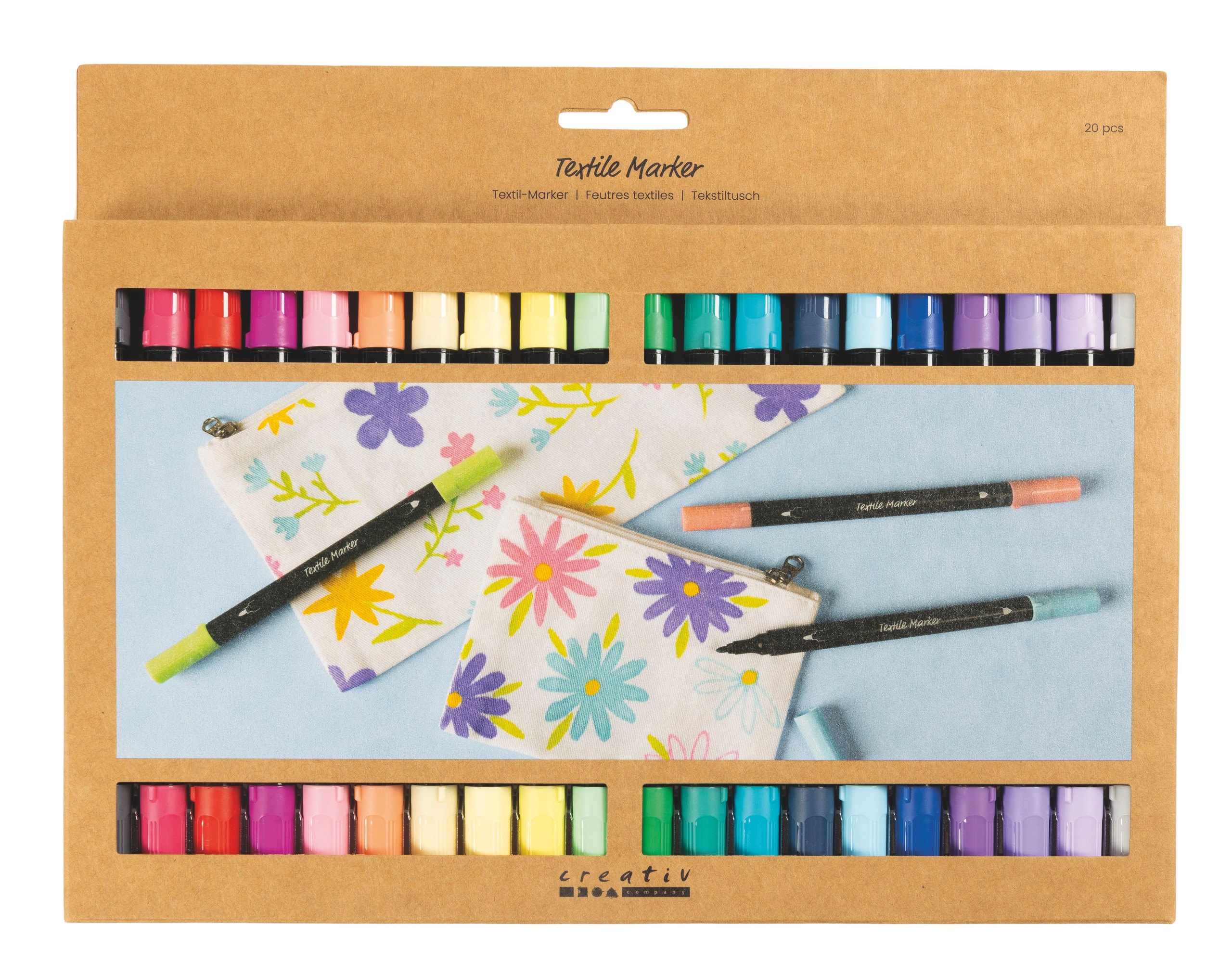 Textilmalstifte, 20er-Set pastell