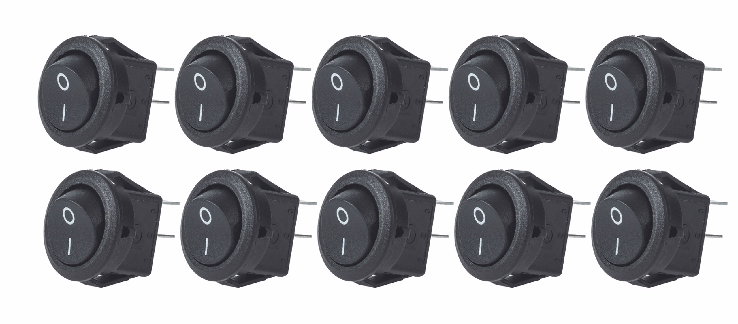 Wippschalter rund, 10 Stück on-off