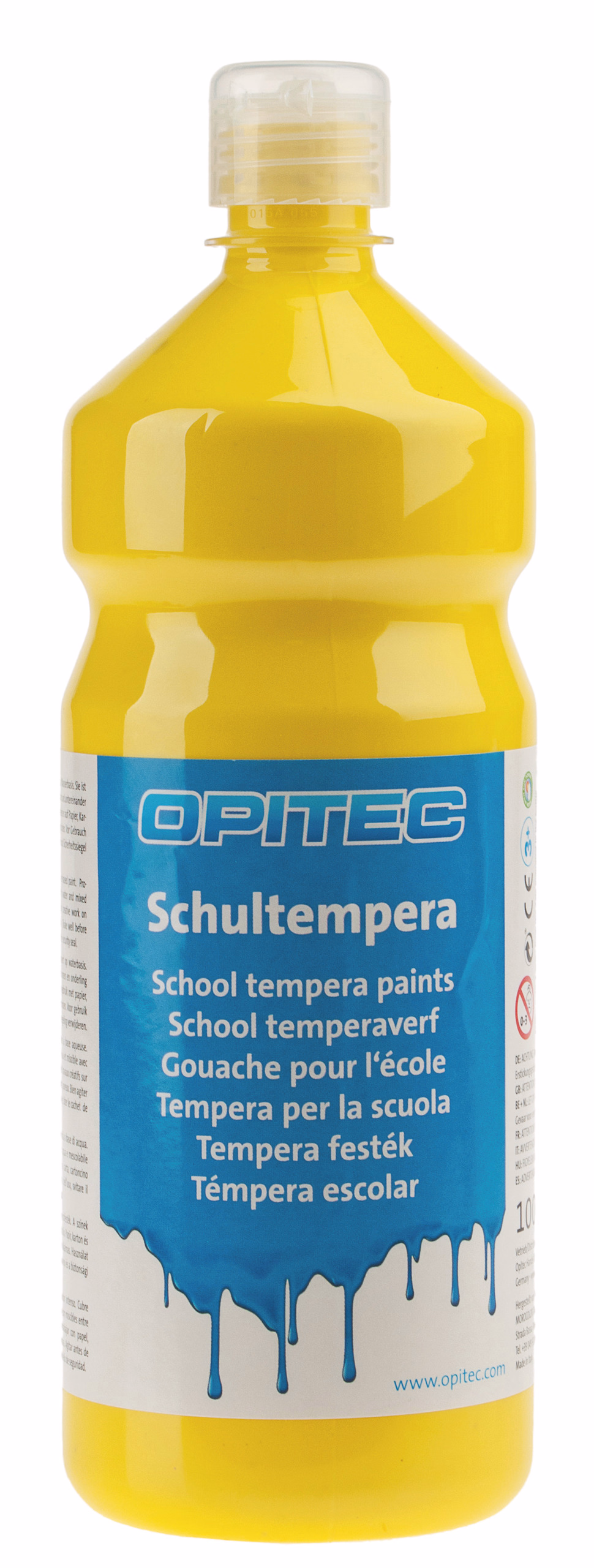 Témpera escolar Opitec, 1000 ml, amarillo