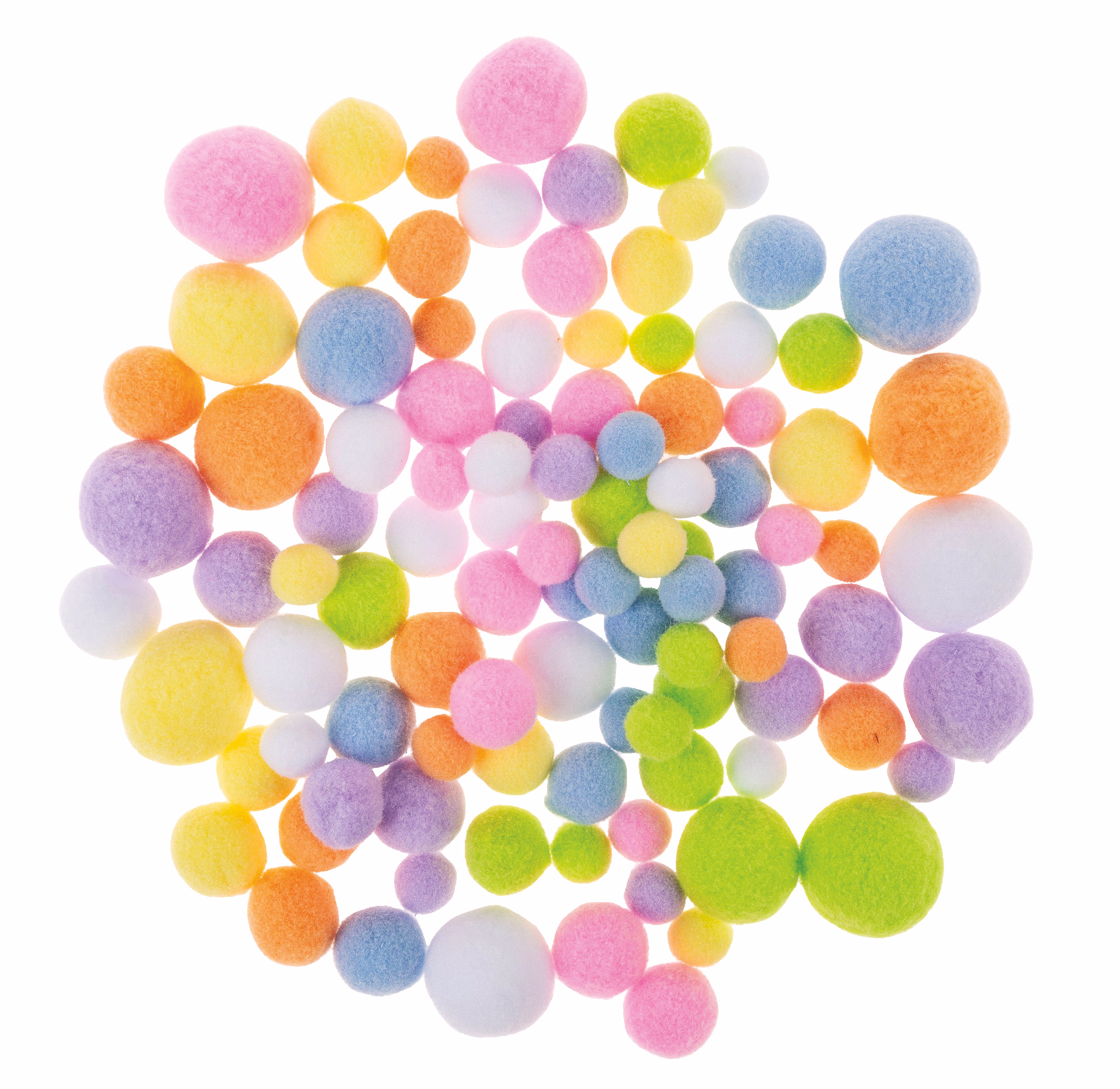 Pompones de colores pastel (15-35 mm) 100 ud.