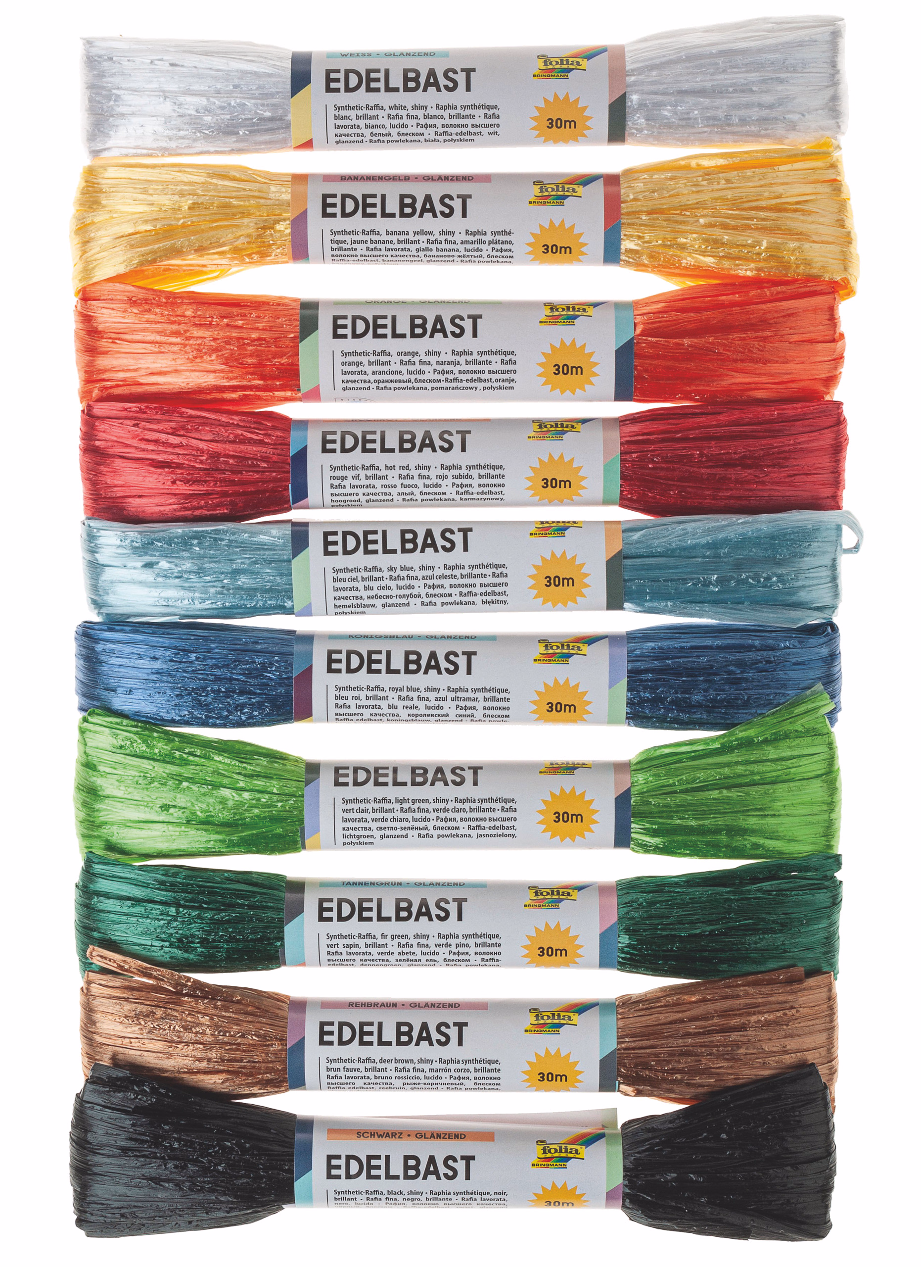 Set di rafia lucida, 30 m / 10 colori, completo