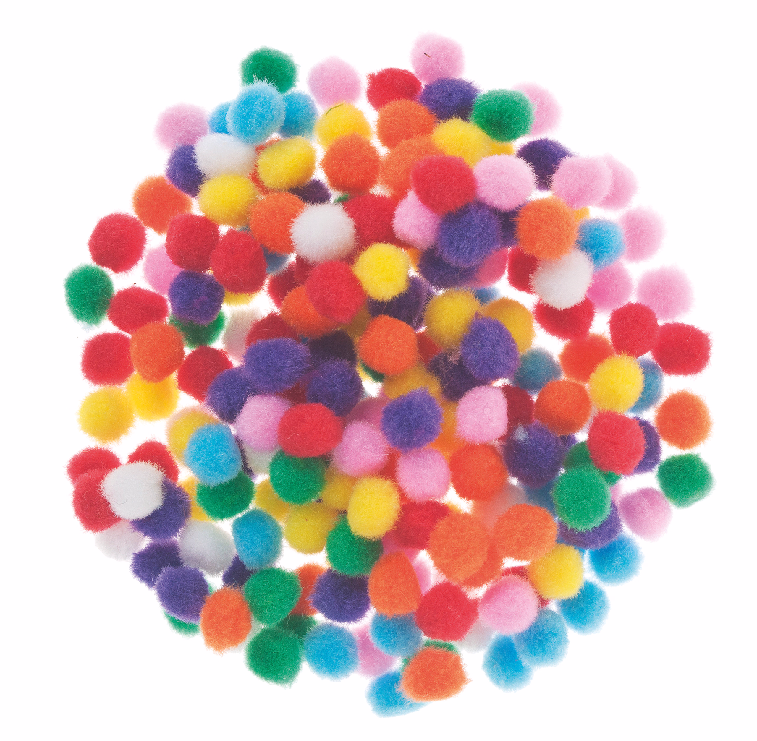 Pompons, 200 Stück farbig sortiert (10 mm)