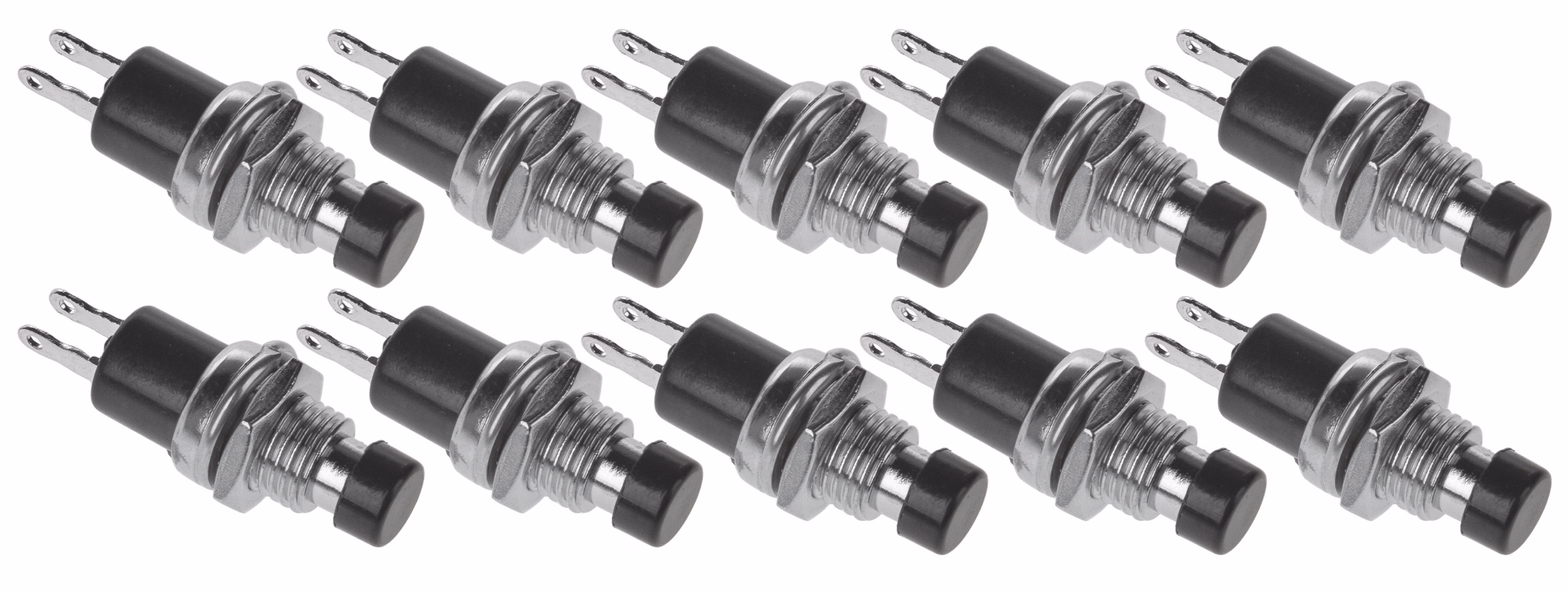 Drucktaster (Ruhekontakt/Druck aus), 10 Stück