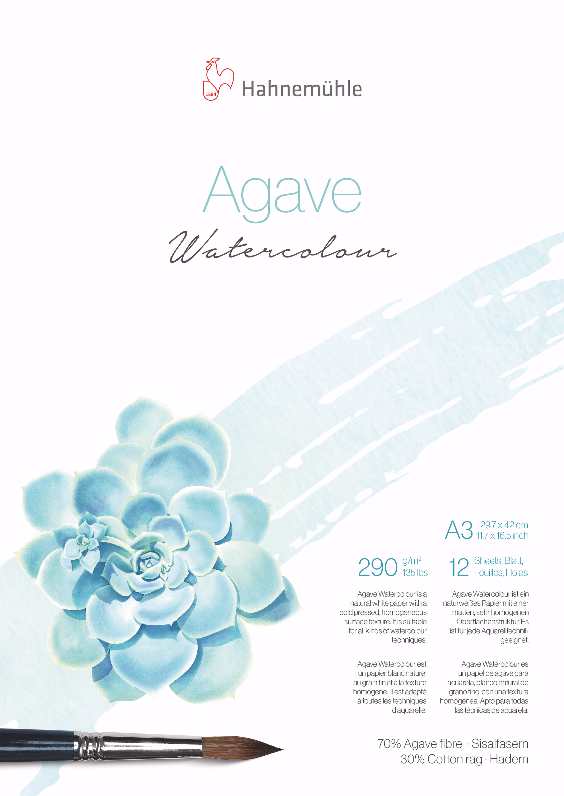 Agave Watercolour aquarelpapier (A3) 12 vel