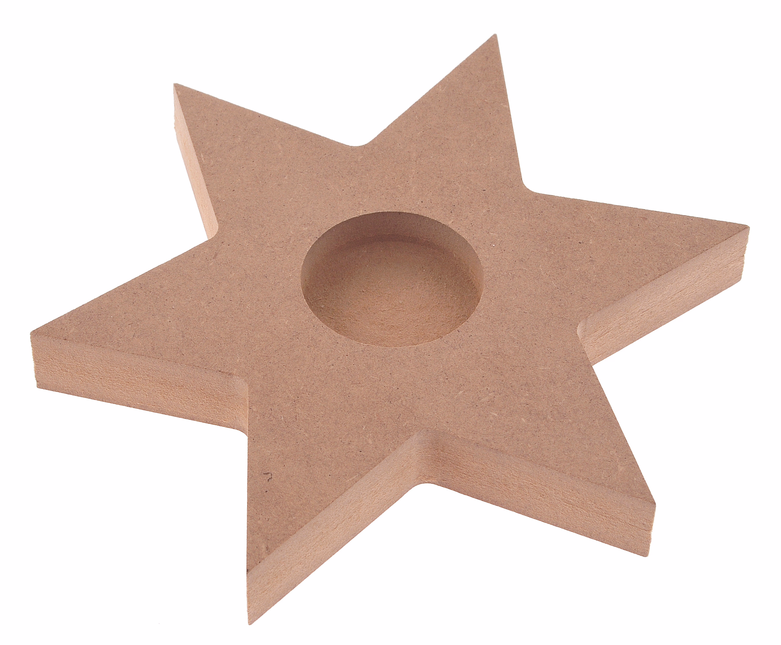 Holz Teelichthalter Stern natur (16,5 cm)