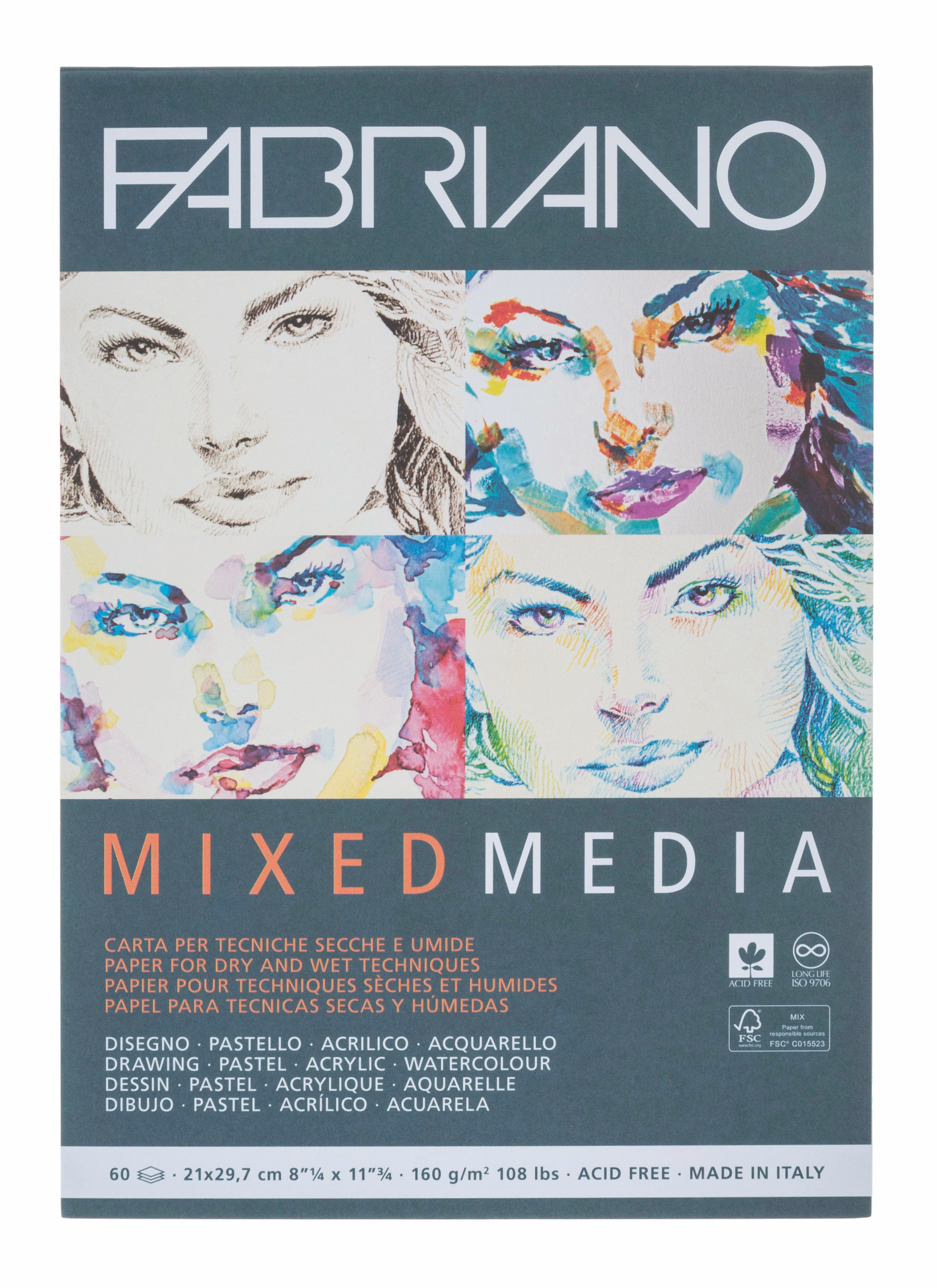Fabriano mixed media papierblok (A4) 60 vel