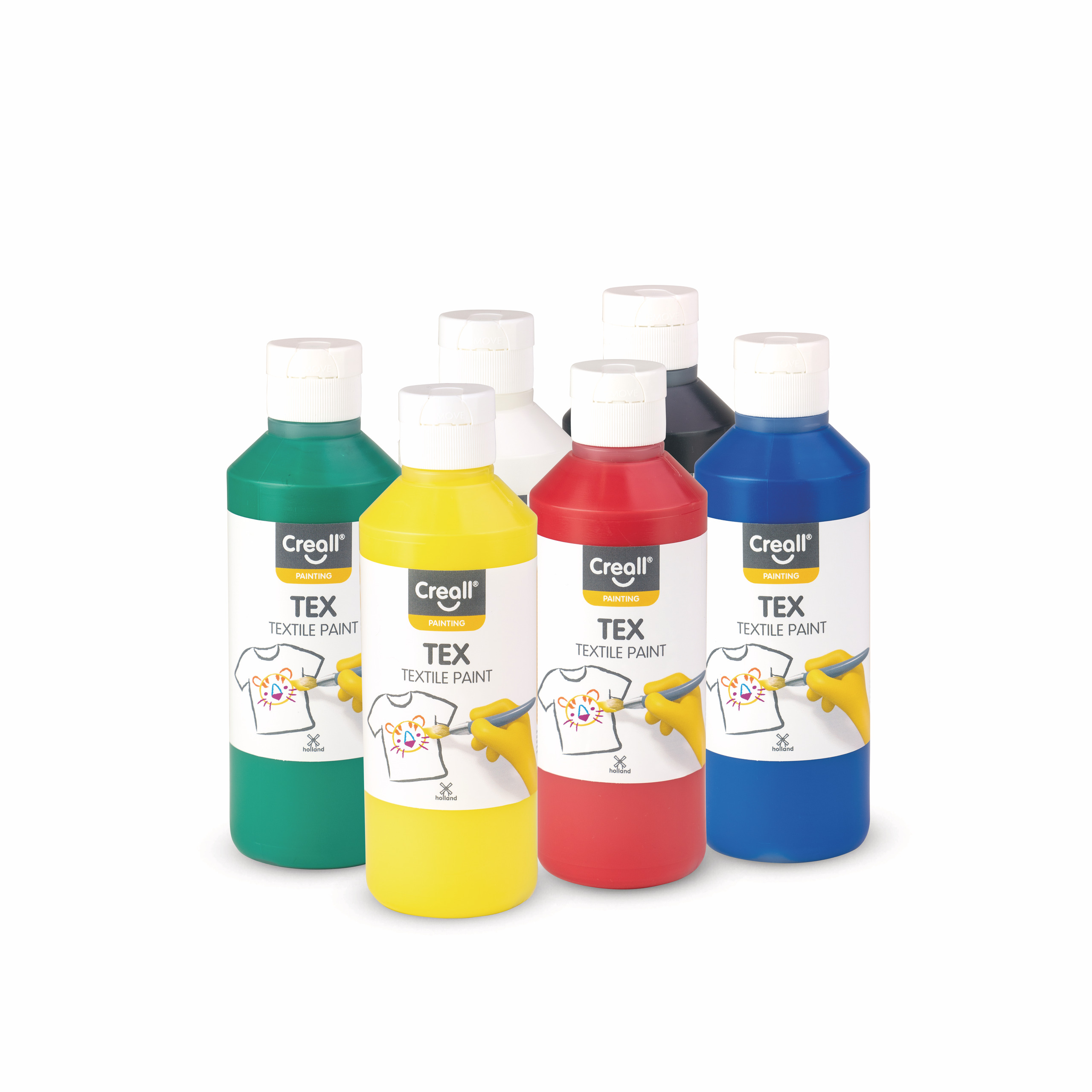 Textielverf Creall Tex 6 stuks 6 kleuren à 250ml - Interoffice Textielverf Creall Tex 6 stuks 6 kleuren à 250ml - Interoffice